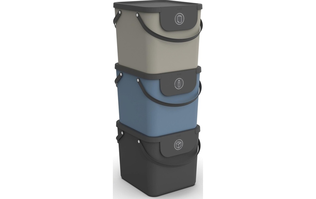 Rotho Bacs de recyclage Albula 40 l, Bleu/Noir/Gris