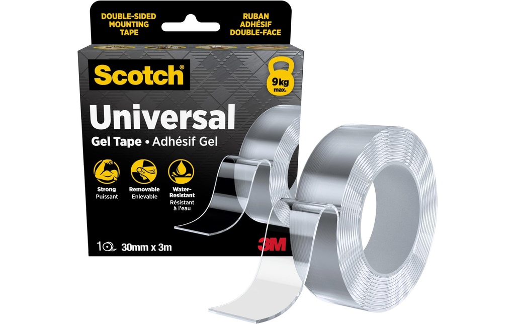 3M Ruban adhésif Bande de gel universelle 30 mm x 3 m, Transparent