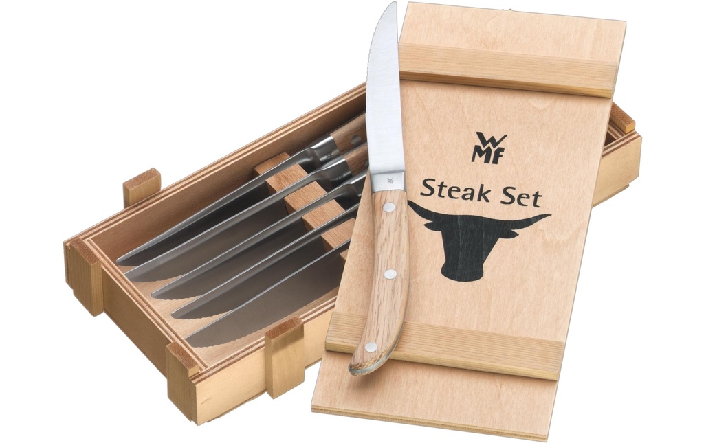 WMF Couteau à steak Ranch 6 Pièce/s, bois de chêne