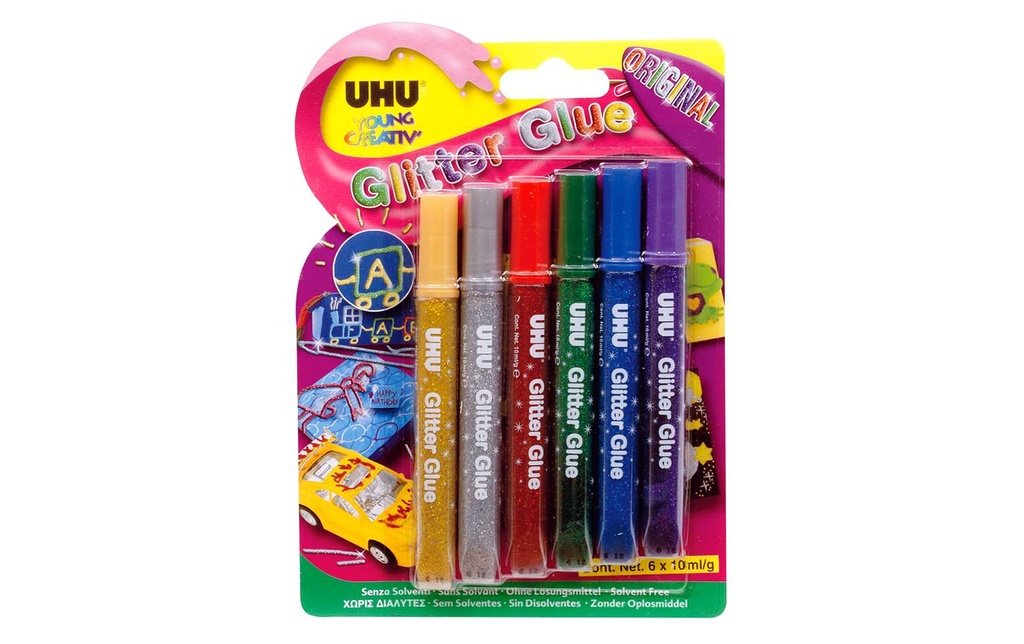 [112193000] UHU Glitter Glue original colors (6 pces)