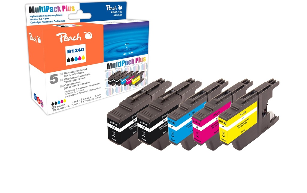 Peach Kits d’encre Brother LC-1240 C, M, Y, 2x BK