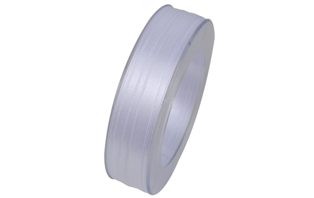 GOLDINA Ruban de satin 10 mm x 25 m, blanc, 1 pièce