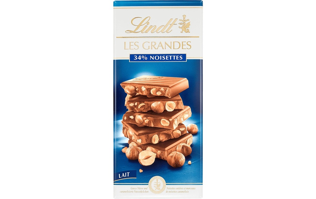 Lindt Tablette de chocolat Les Grandes Lait Noix 150 g