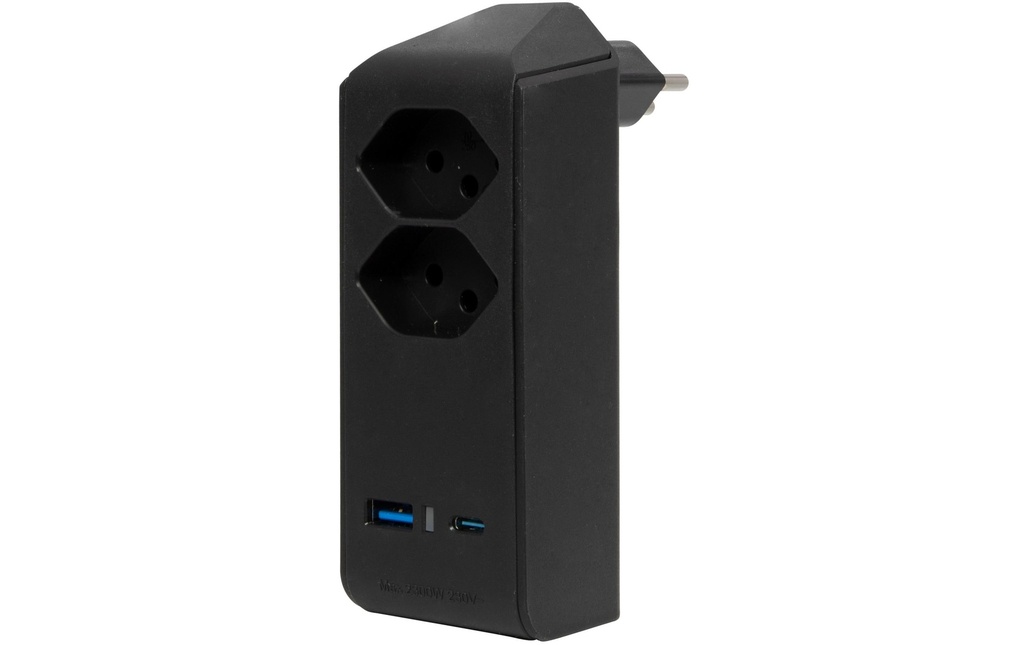 Brennenstuhl Fiche de branchement 2 x T13, 1 x USB A, 1 x USB C, 300° de rotation