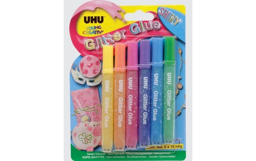 [112194000] UHU Glitter Glue shiny colors (6 pces)