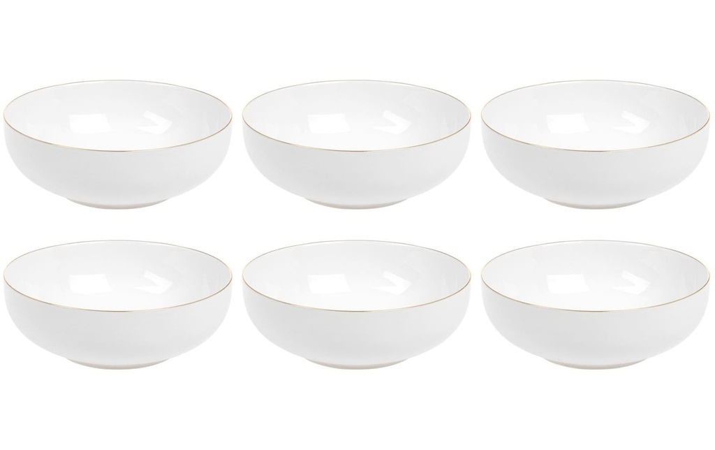 FURBER Bol à céréales Ø 16 cm, 6 pièces, blanc/or