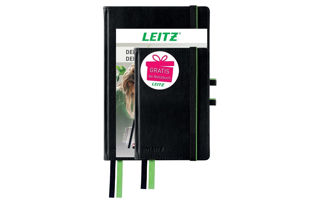Leitz Bloc-notes Complete A5 + carnet de notes A6 À carreaux, Noir