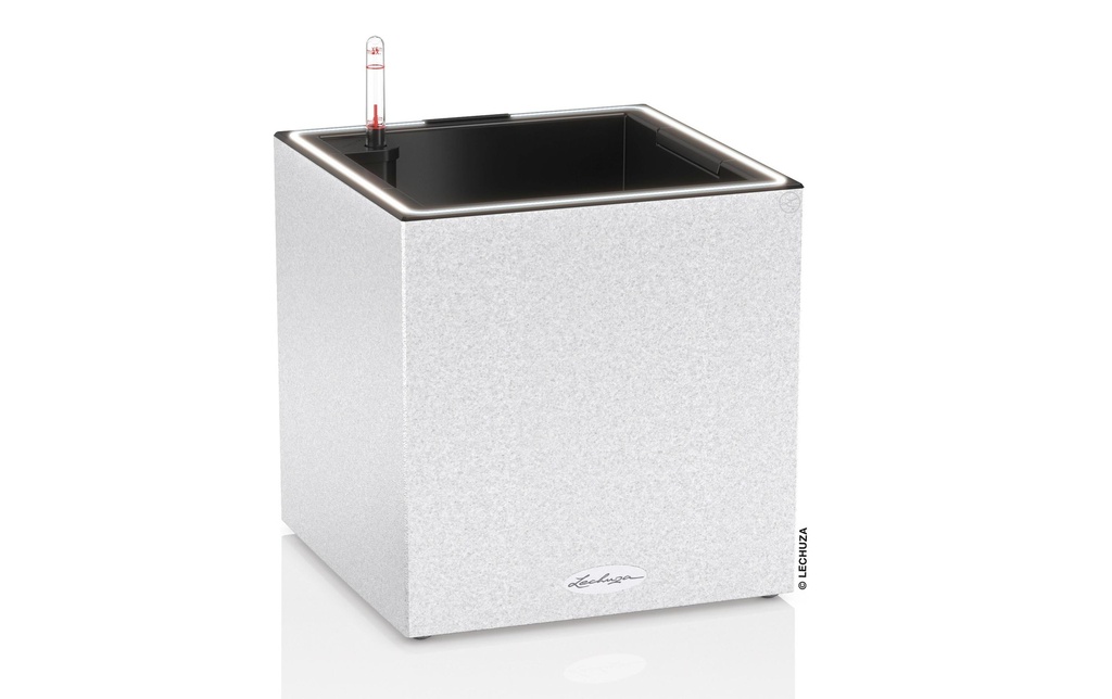 Lechuza Pot de fleur Canto Stone 30 Low LED, Blanc quartz