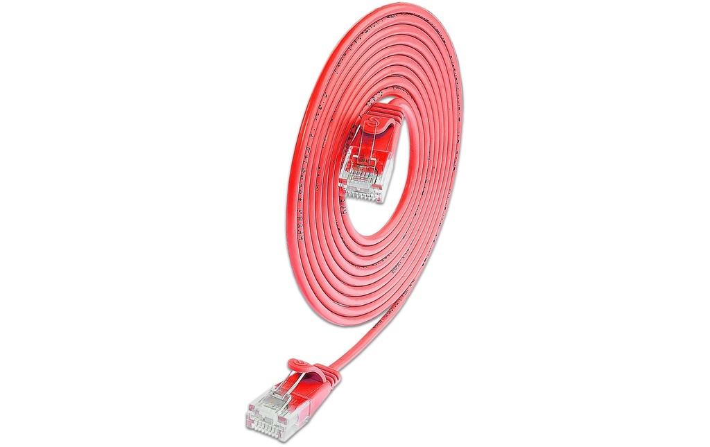 SLIM Câble patch slim RJ-45 - RJ-45, Cat 6A, U/UTP, 0.25 m, Rouge