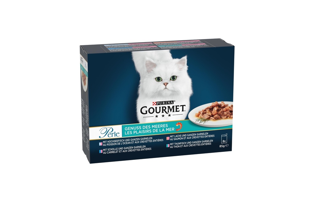 Purina Gourmet Alimentation humide Gourmet Perle Les plaisirs de la mer, 8 x 85 g