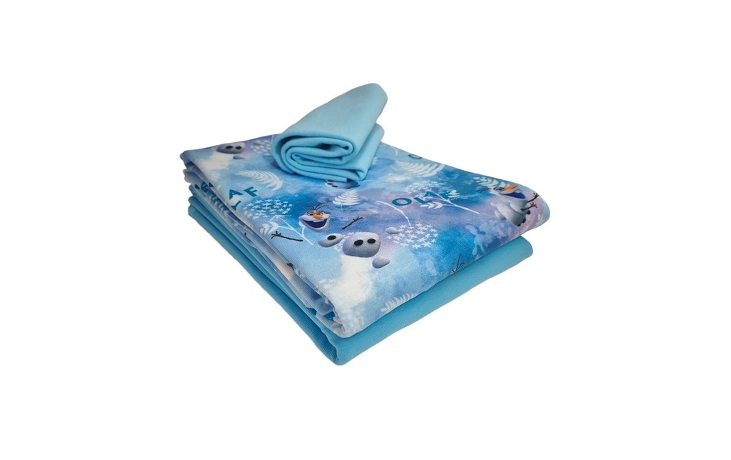 Stoffe Tissu Jersey Frozen Olaf 3 pièces, bleu, 2 x 1m