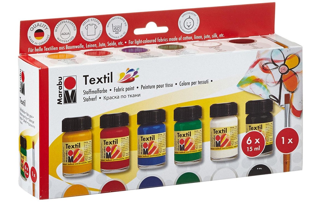 MARABU Textile set de base6x15ml (6 pces)