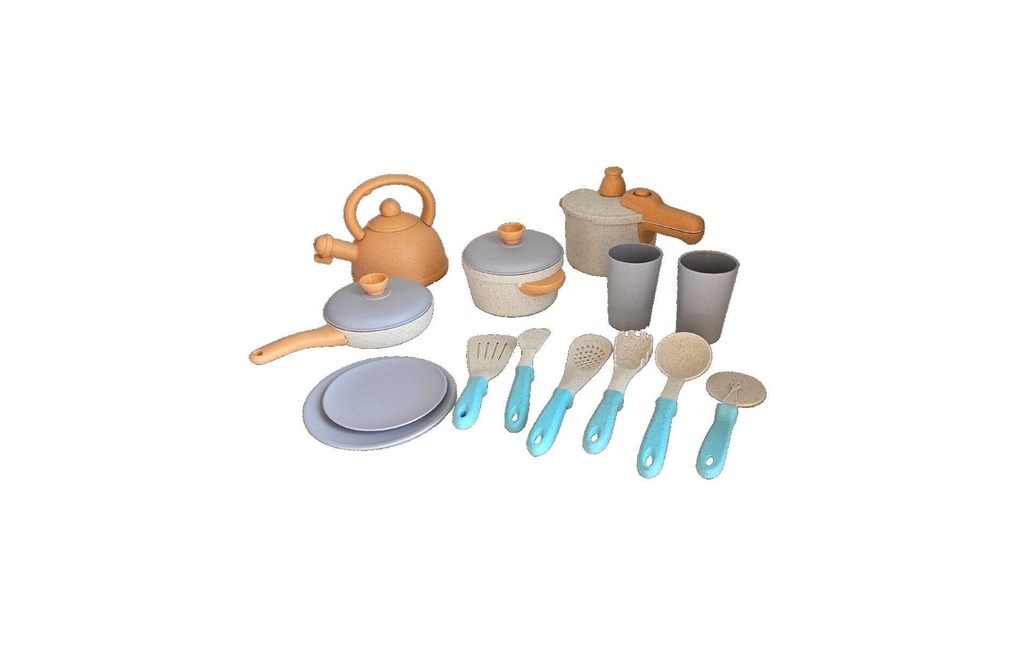 alldoro Set de cuisine et de vaisselle pour la cuisine des enfants, 14 pièces