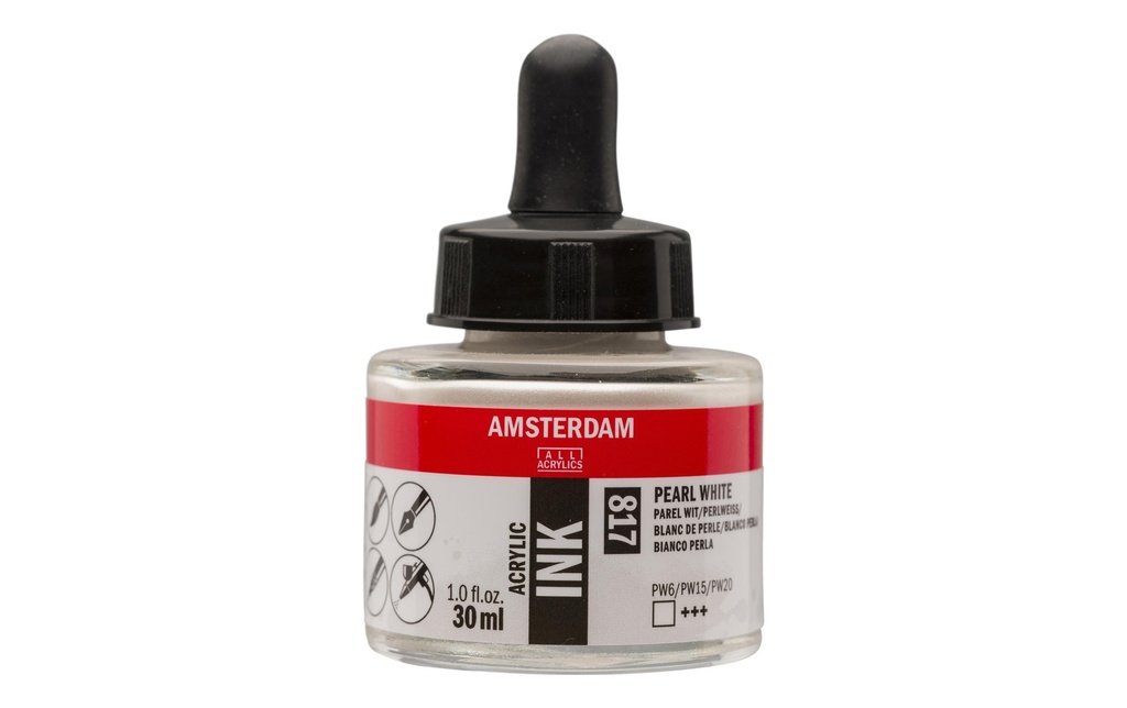 Amsterdam Encre acrylique 817 Blanc perle transparent, 30 ml 30 ml, Blanc perle