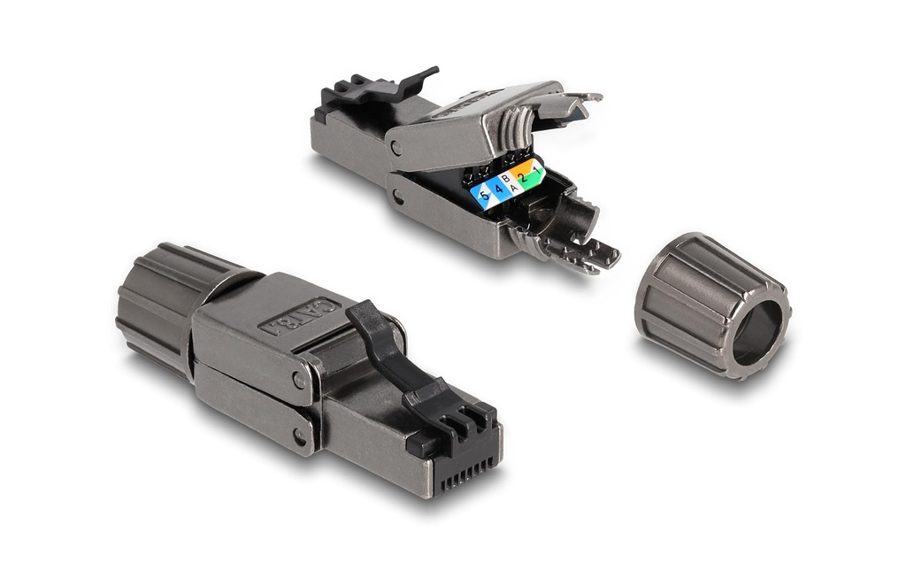 Delock Connecteur RJ45 Cat.8.1 STP, sans outil 1 Pièce/s, Gris