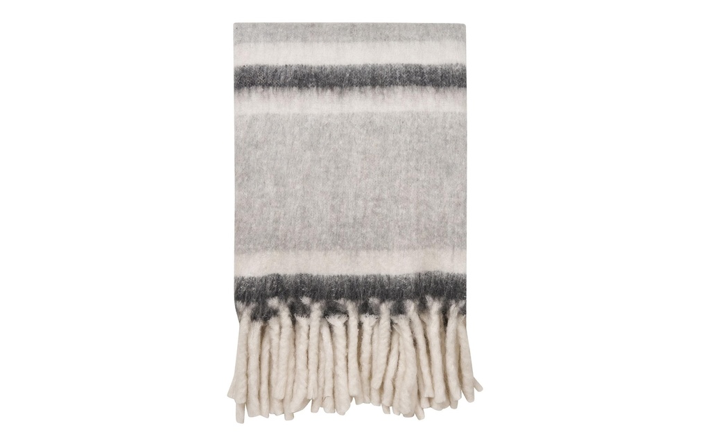House Nordic Couverture Plaid Carmel 130 x 160 cm, gris-blanc
