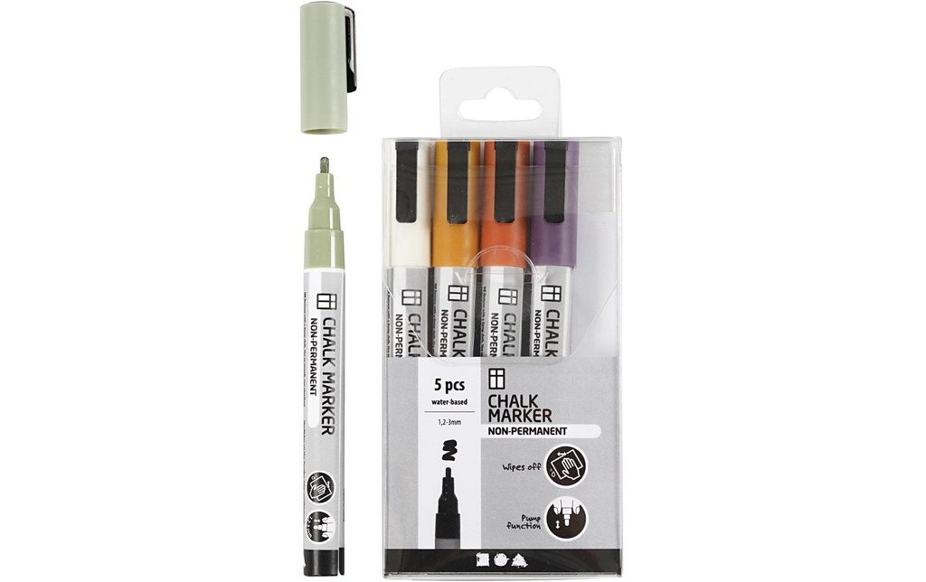 Creativ Company Marqueur craie liquide Pastel 5 pièces, Orange/Multicolore