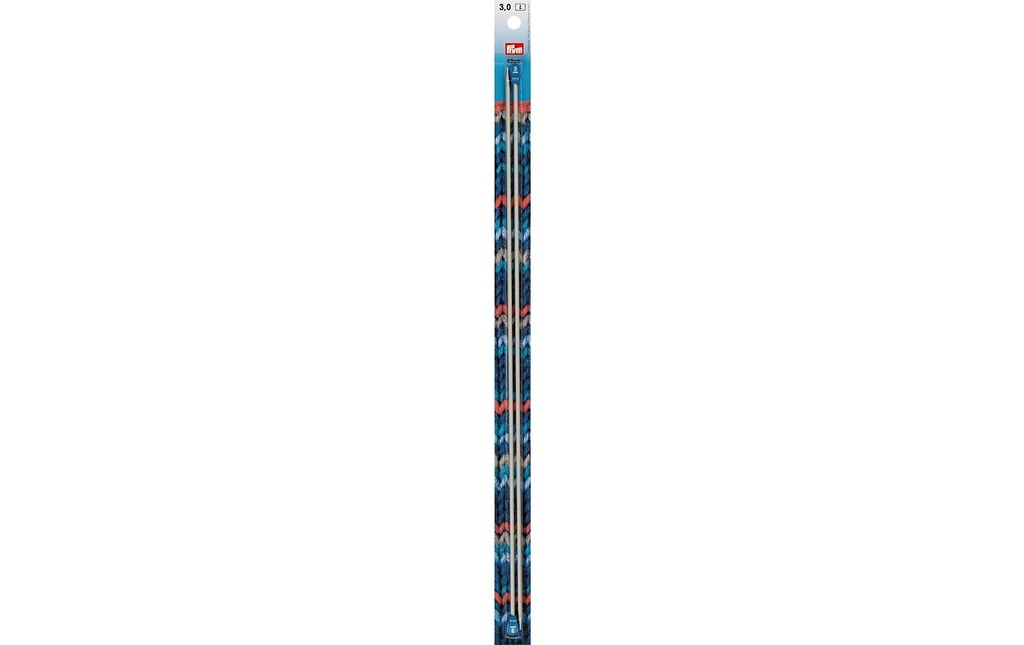 Prym Aiguilles à tricoter pour vestes Alu, gris 3.00 mm, 40 cm, carte 2 pièces