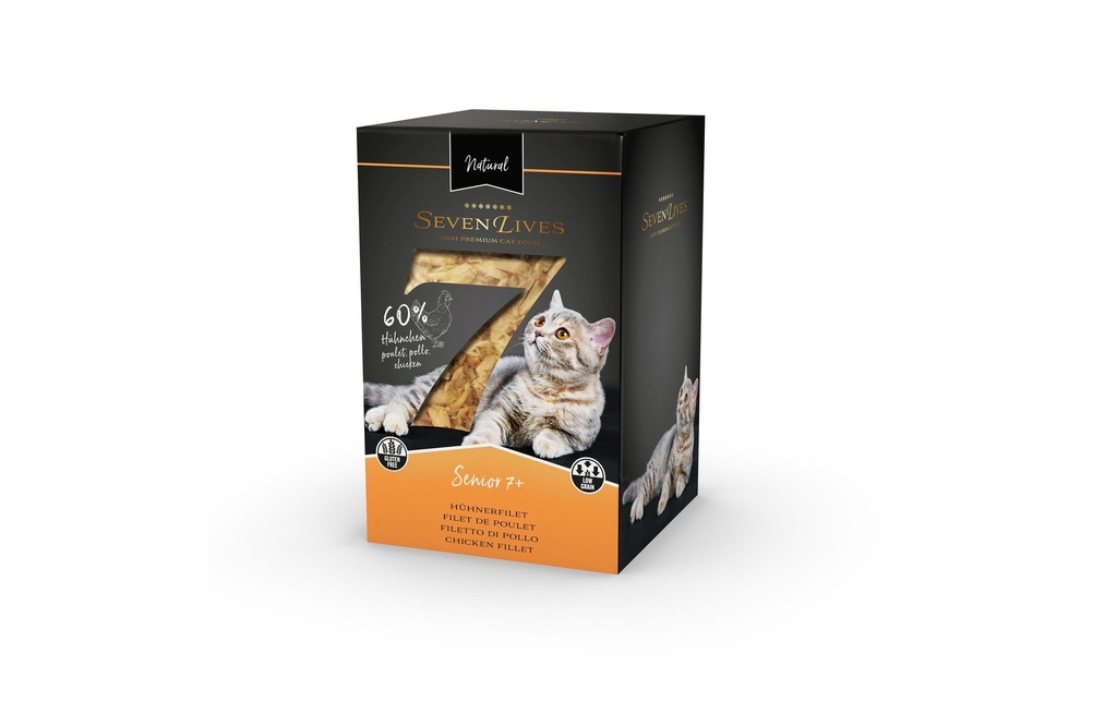 7Lives Alimentation humide Senior 7+ Filet de poulet dans un bouillon de poulet, 6 x 60g
