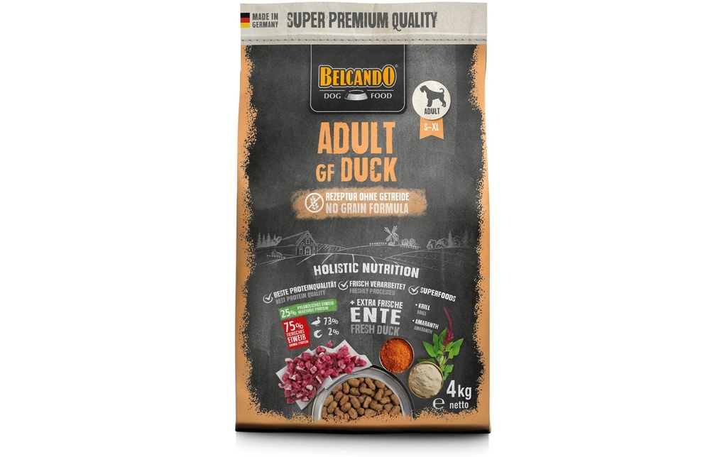 Belcando Alimentation sèche Sans céréales Canard 4 kg