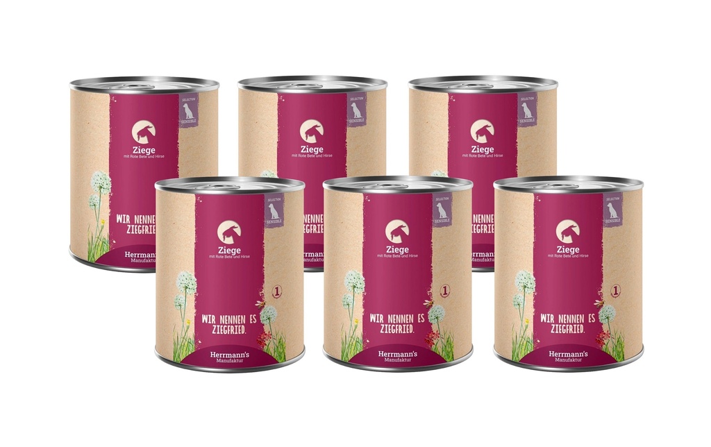 Herrmann's Alimentation humide Chèvre avec betteraves rouges et millet 6 x 800 g