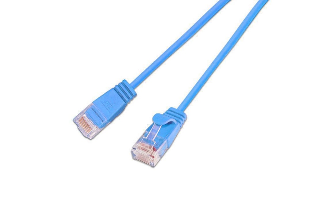SLIM Câble de raccordement KAT6 Light, rond, U/UTP, Ø 2,8 mm, bleu