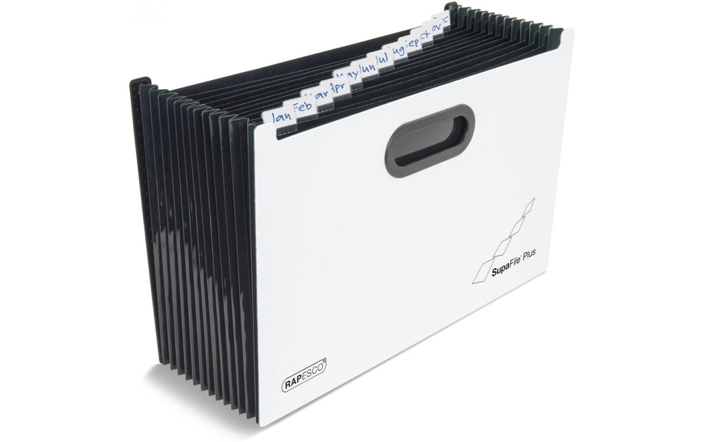 Rapesco Classeur à soufflet Supafile A4+ Noir / Blanc