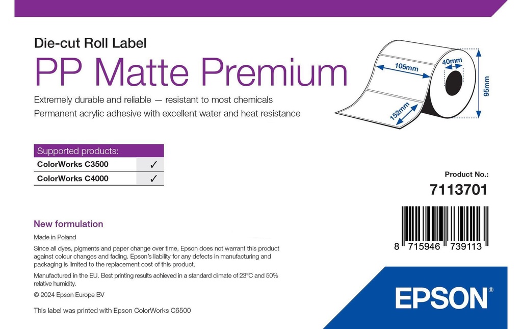 Epson Rouleau à étiquettes Tapis PP Premium
