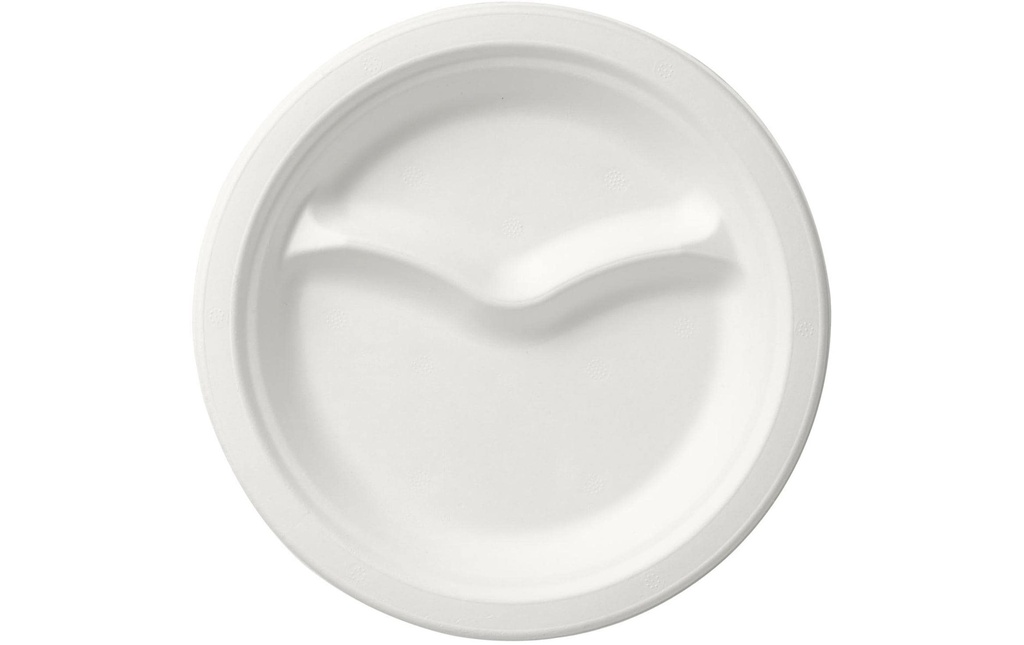 Duni Assiettes jetables avec 2 subdivisions 22 cm, 50 Pièce/s, Blanc
