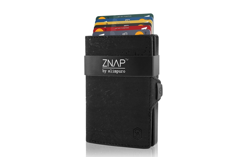 ZNAP Portefeuille Slim Wallet Liège noir, 8 s