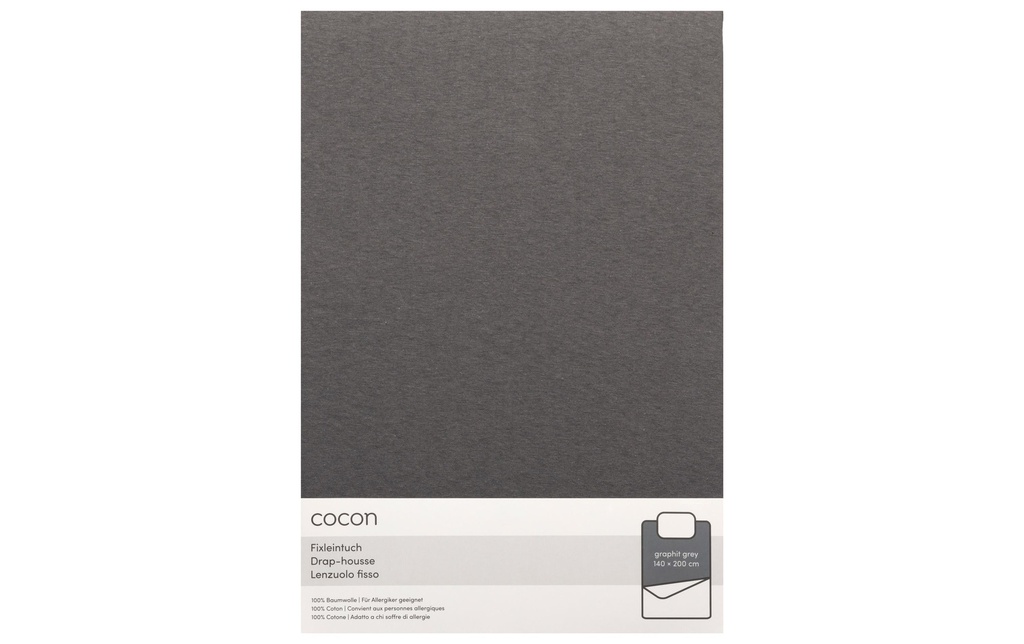 COCON Drap-housse Jersey 140-160 x 200 cm, Graphite