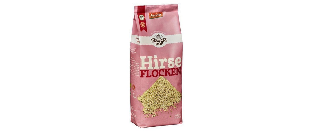 Bauck Mühle Flocons de millet biologique Demeter sans gluten 475 g