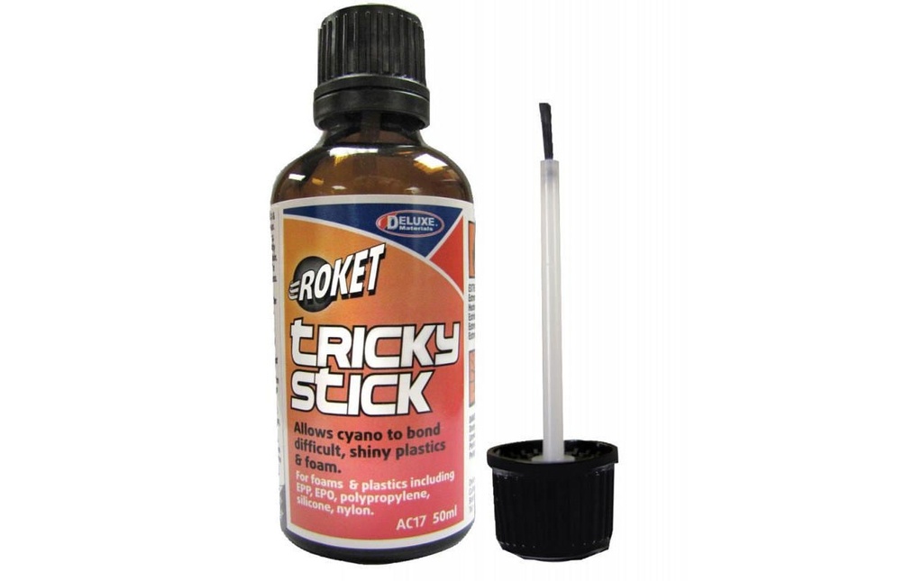 Deluxe Materials Colle pour modélisme Tricky Stick 50 ml, Transparent