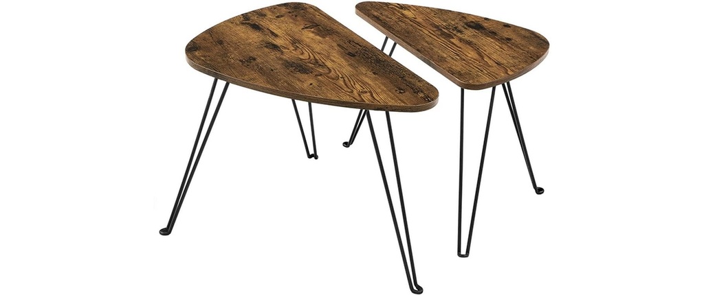 VASAGLE Table basse 2 pièces Noir/Brun