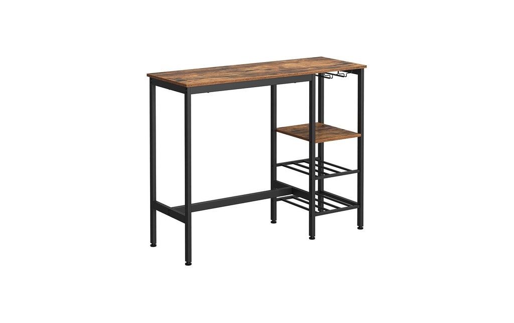 VASAGLE Table de bar Industriel 40 x 90 cm, Noir/Brun