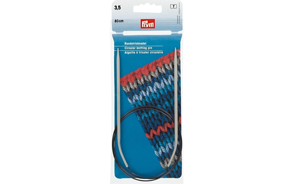 Prym Aiguille à tricoter circulaire Ø 3.5 mm x 80 cm, Aluminium,1 pièce
