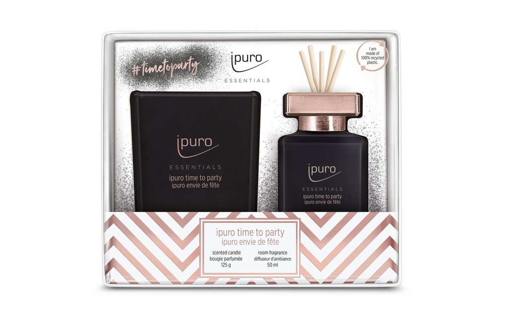 ipuro Bougie parfumée et bâtonnets parfumés Time to Party 50 ml + 125 g
