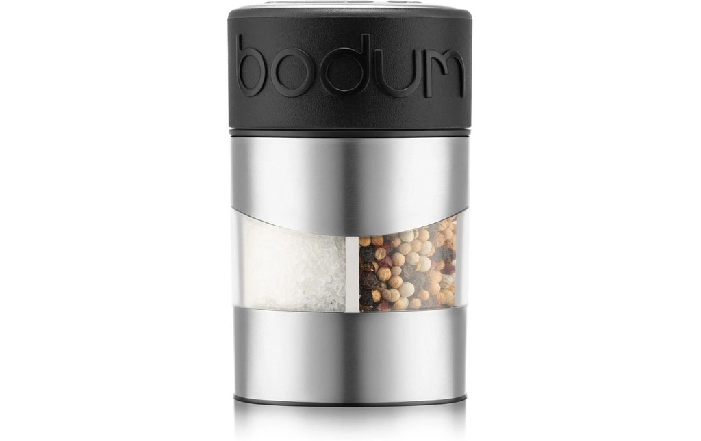 Bodum Moulins à sel et à poivre Twin 11 cm, Noir/Argenté