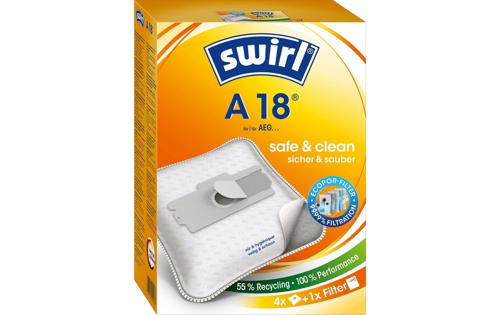 Swirl Sac filtrant pour aspirateur A 18 4 Pièce/s