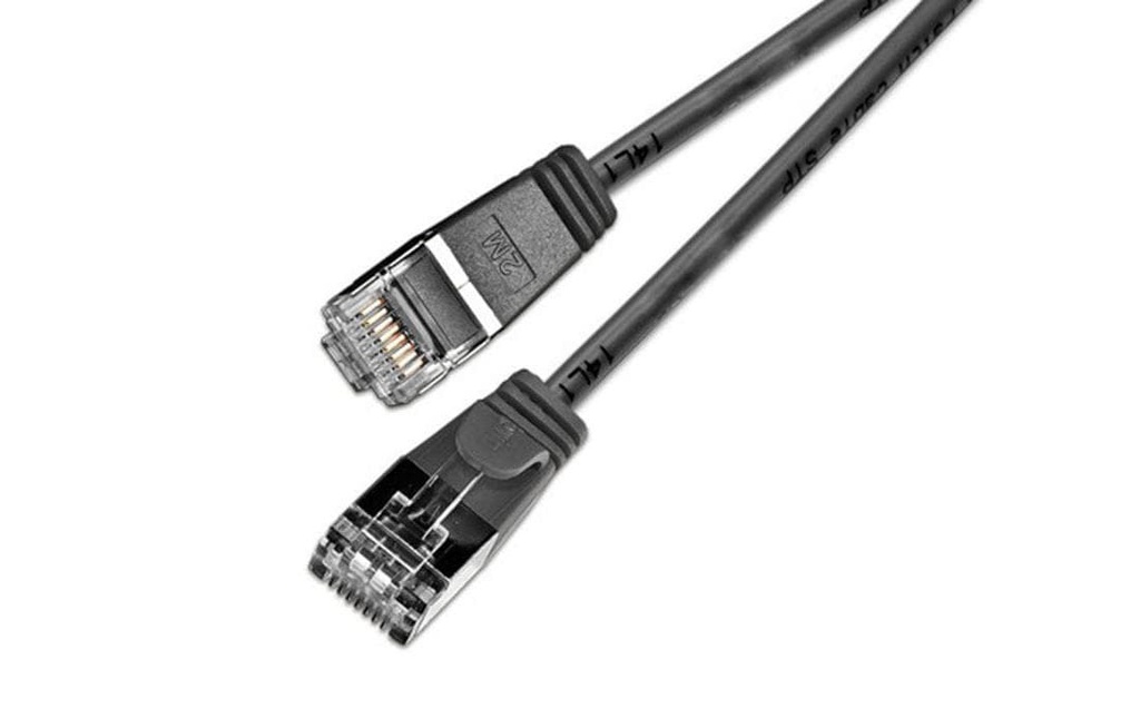 SLIM Câble patch slim RJ-45 - RJ-45, Cat 6, U/FTP, 1 m, Noir