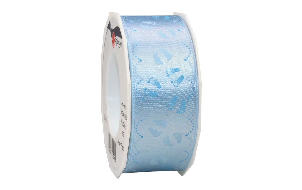 Pattberg Ruban cadeau Pieds de bébé 4 cm x 20 m, bleu