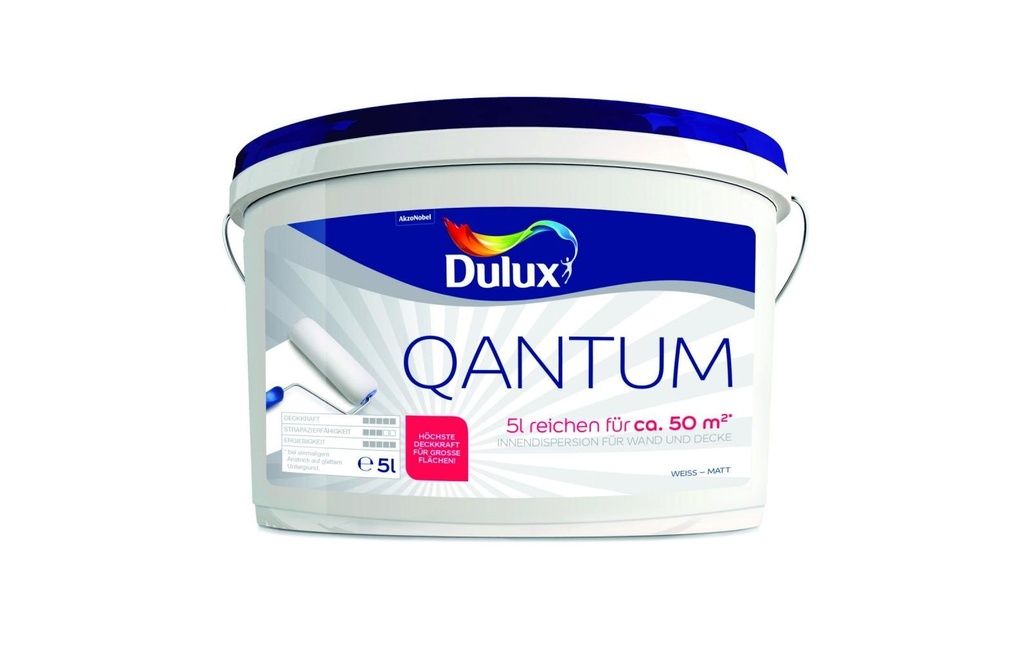 Dulux Peinture pour murs et plafonds Quantum Matt, Blanc pur, 5 L
