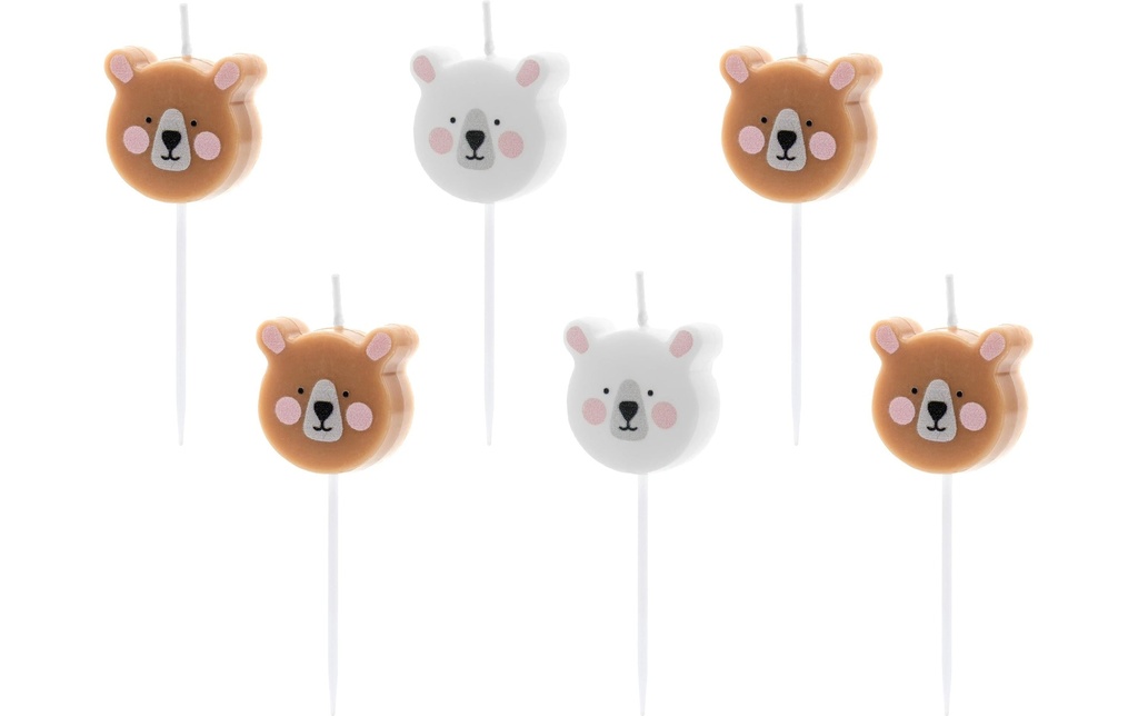 Partydeco Bougie Ours en peluche 6 Pièce/s