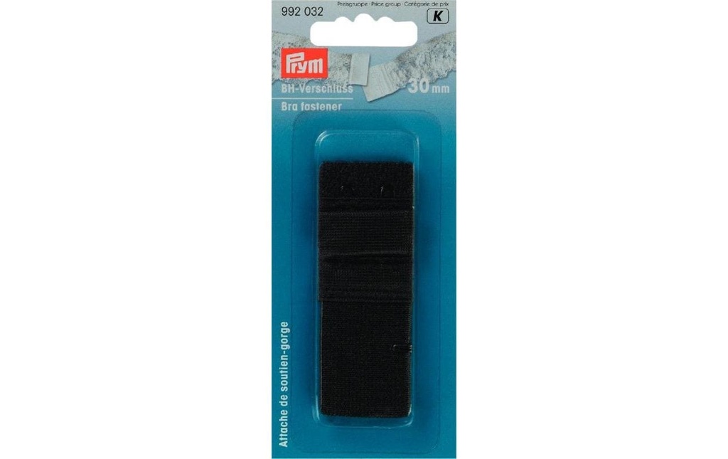 Prym Accessoires pour soutien-gorge Fermeture Noir, 30 mm