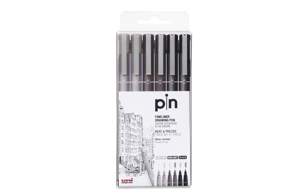 Uni Fineliner NIP Etui, 6 pièces