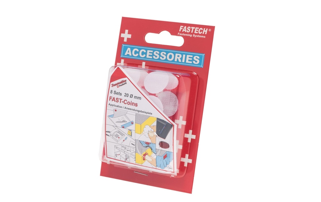 FASTECH Points auto-agrippants 20 mm auto-adhésif blanc, 8 paires