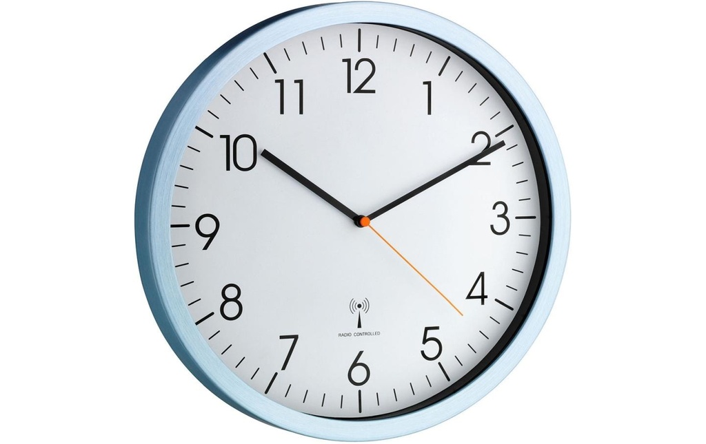 TFA Dostmann Horloge murale radio Bleu clair, Ø 30,5 cm