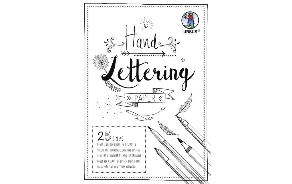 URSUS Carnet de dessin Handlettering  A5, 200 g/m², 25 feuilles, blanc