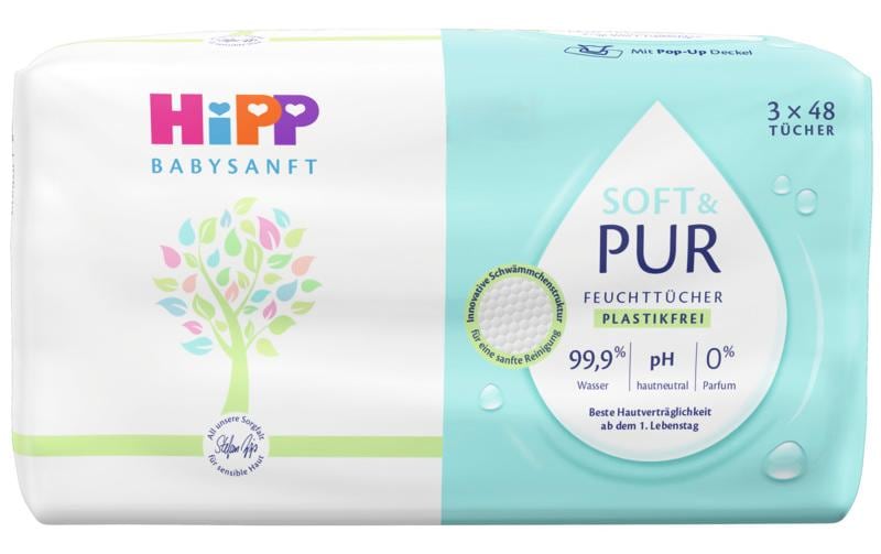HIPP Lingettes humides Babysanft Soft & Pure 3x 48 pcs.