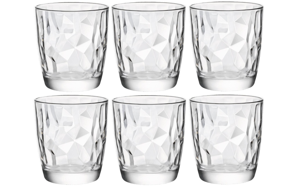 Bormioli Rocco Verre à whisky Diamond 300 ml, 6 Pièce/s, Transparent 